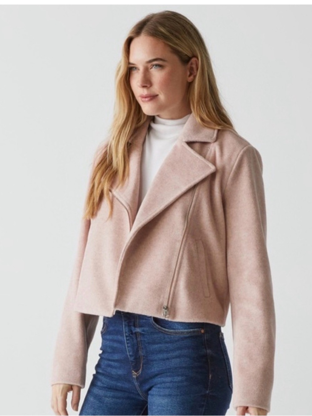 Michael Stars Amelia Moto Jacket Pale Pink Size Medium
